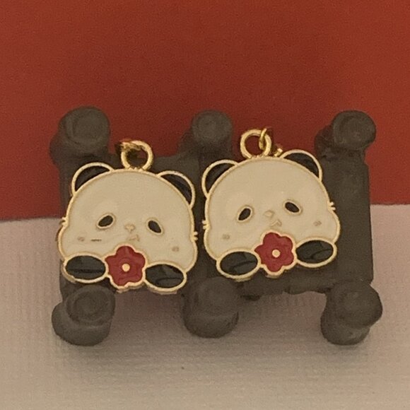 Panda Earring, Panda Bear Jewelry, Gift, Panda Jewelry, Flower Earring, Flower - Picture 6 of 8